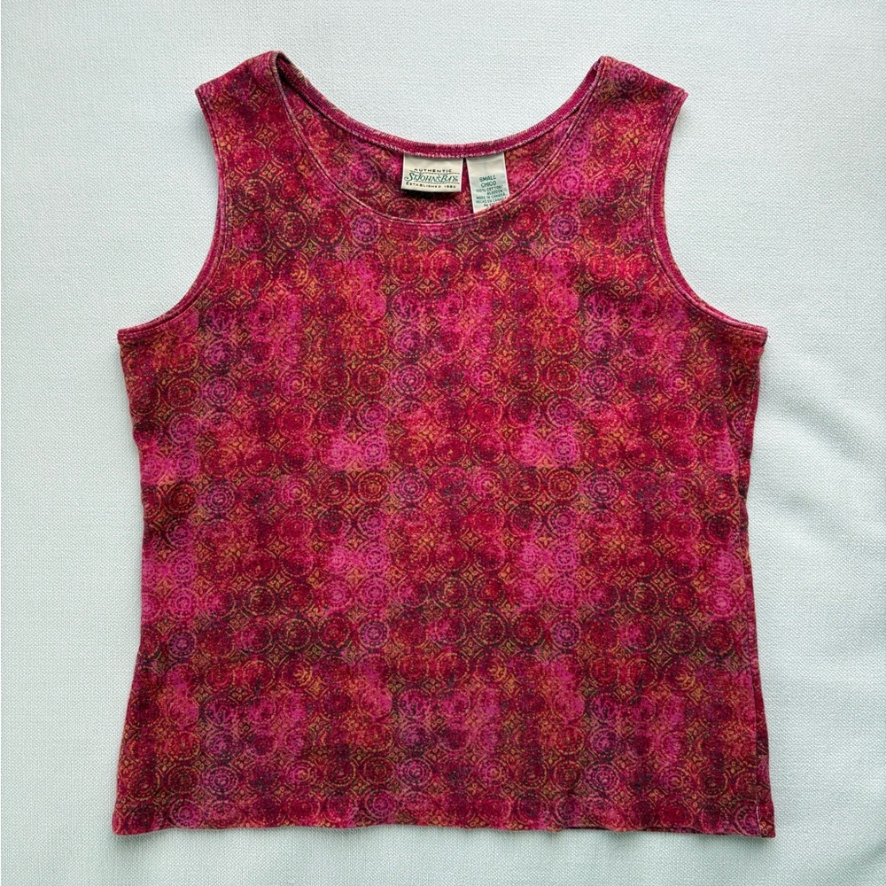 St. John's Bay Pink & Red Patterned Tank Top